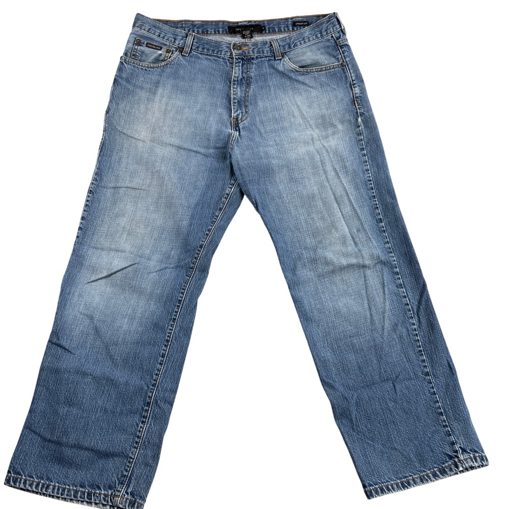 Calvin Klein Straight Leg Denim 38 Blue Men Classic Casual Streetwear Jeans